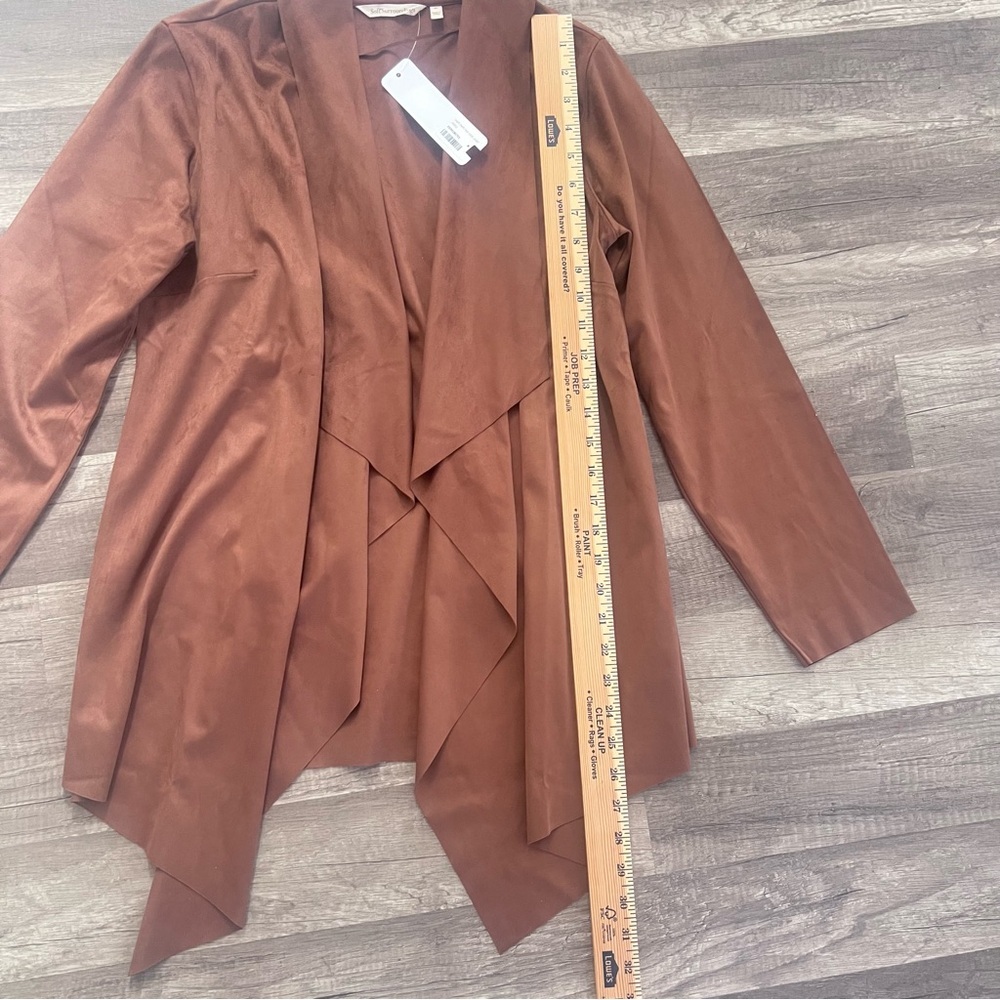 Soft Surroundings Shape Drape Faux Suede Jacket‎ Saddle Size M NWT - Picture 6 of 9